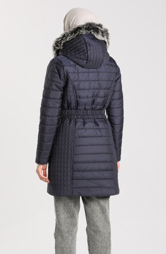 Fur quilted Coat 0911-03 Navy Blue 0911-03