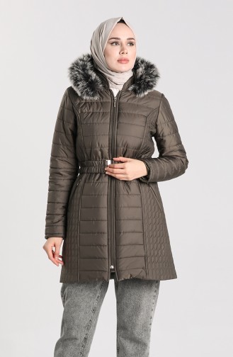 Fur quilted Coat 0911-04 Khaki 0911-04