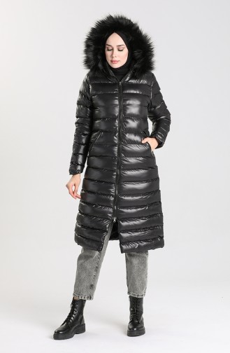 Fur Puffer Coat 4014-02 Black 4014-02