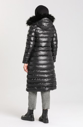 Fur Puffer Coat 4014-02 Black 4014-02