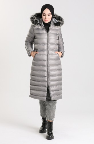 Fur Puffer Coat 4014-03 Gray 4014-03