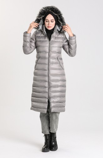 Fur Puffer Coat 4014-03 Gray 4014-03