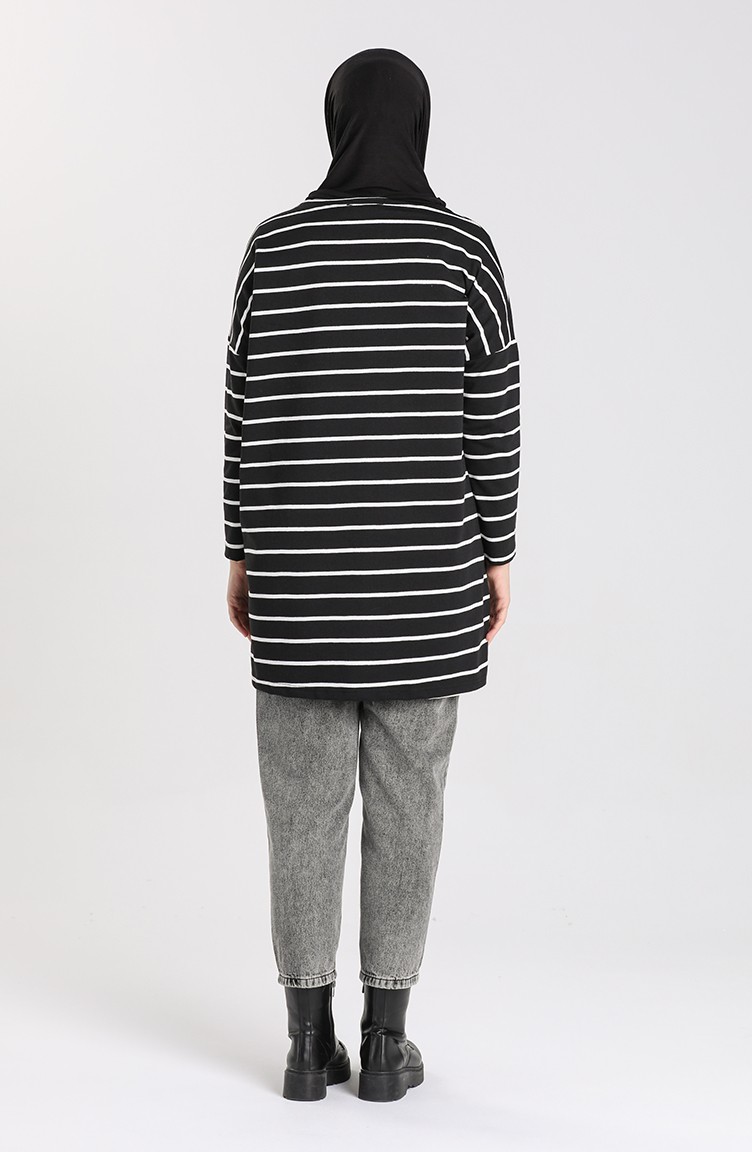 Cizgili Sweatshirt 8172 01 Siyah Sefamerve