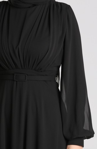 Belted Evening Dress 5422-05 Black 5422-05