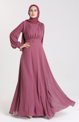 Belted Evening Dress 5422-06 Purple 5422-06