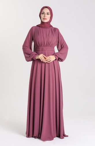 Belted Evening Dress 5422-06 Purple 5422-06