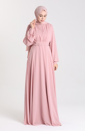Beige-Rose Hijab-Abendkleider 5422-07