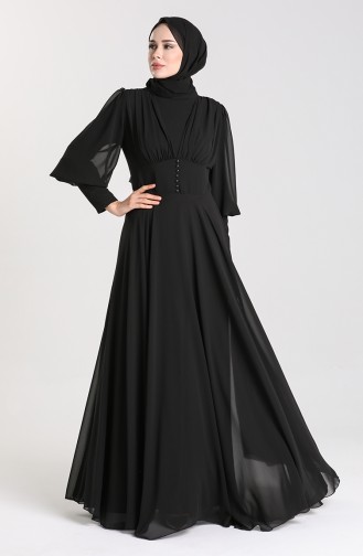 Schwarz Hijab-Abendkleider 5381-01
