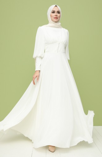 Cream Hijab Dress 5381-04