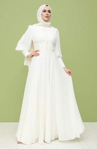 Cream Hijab Dress 5381-04