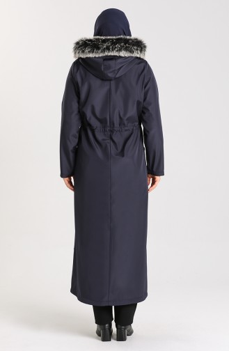 Plus Size Bondit Fabric Hooded Coat 0392-03 Navy Blue 0392-03
