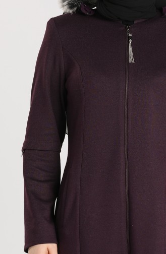 Plus Size Hooded Long Coat 0126-01 Purple 0126-01
