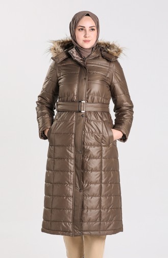 Quilted Coat with Belt 5165-01 Dark Khaki 5165-01