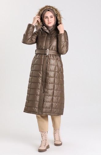 Quilted Coat with Belt 5165-01 Dark Khaki 5165-01