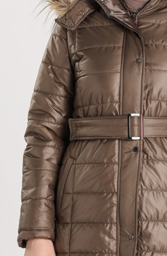 Quilted Coat with Belt 5165-01 Dark Khaki 5165-01
