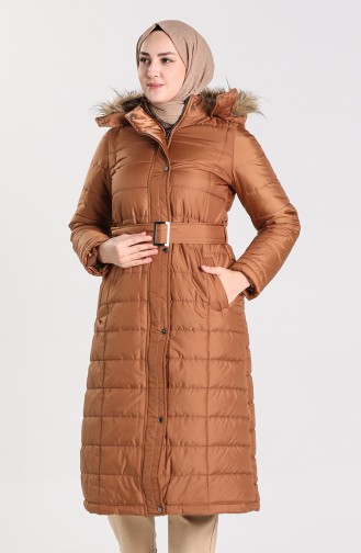 Quilted Coat with Belt 5165-03 Tobacco 5165-03