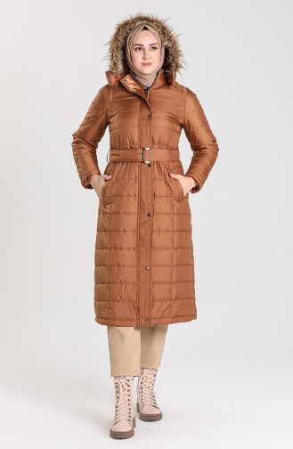 Quilted Coat with Belt 5165-03 Tobacco 5165-03