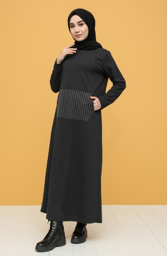 Anthrazit Hijab Kleider 6000-02