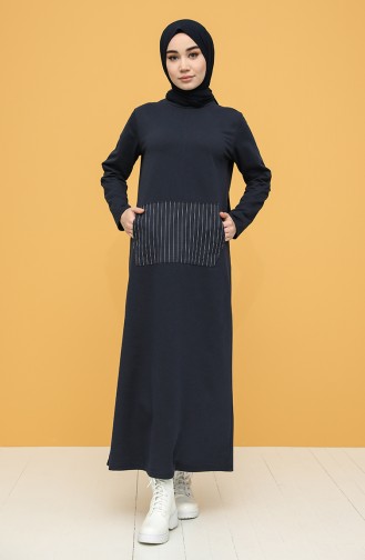 Dunkelblau Hijab Kleider 6000-04