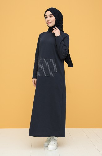 Dunkelblau Hijab Kleider 6000-04