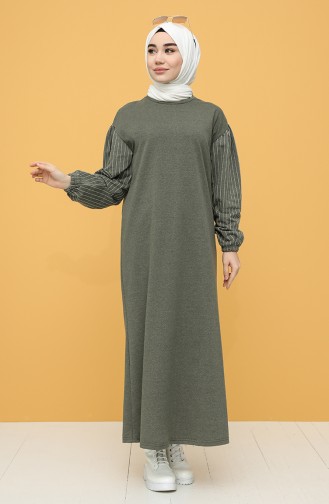 Khaki Hijab Kleider 6002-01