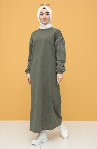 Khaki Hijab Kleider 6002-01