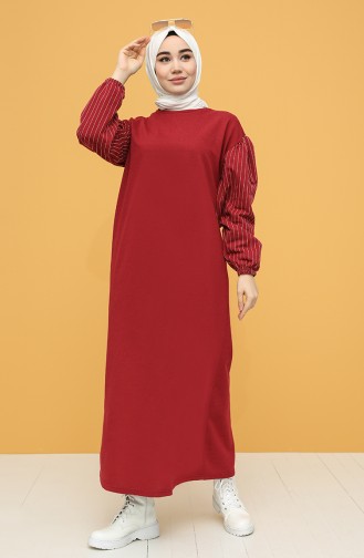 Weinrot Hijab Kleider 6002-03