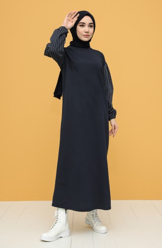 Navy Blue İslamitische Jurk 6002-04