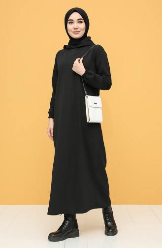 Schwarz Hijab Kleider 6003-05