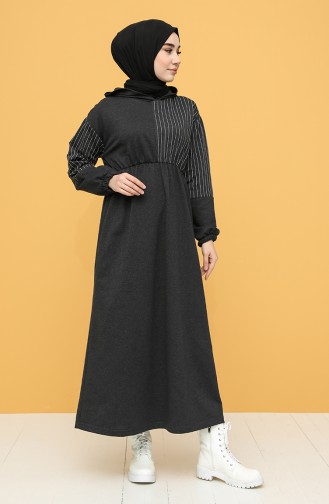 Anthrazit Hijab Kleider 6004-02
