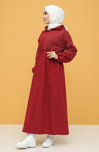 Weinrot Hijab Kleider 6004-03