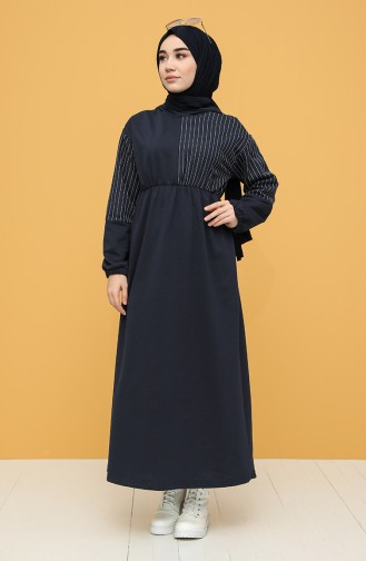 Dunkelblau Hijab Kleider 6004-04