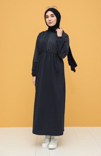 Dunkelblau Hijab Kleider 6004-04