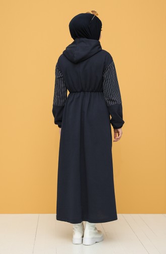 Dunkelblau Hijab Kleider 6004-04