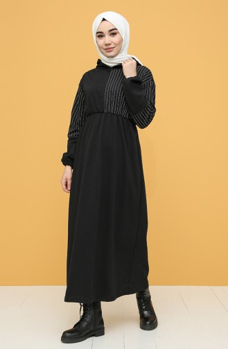 Schwarz Hijab Kleider 6004-05