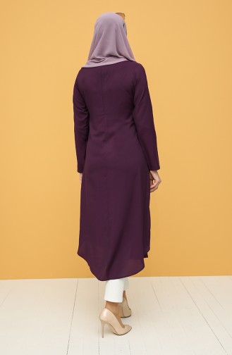 Button Detailed Long Tunic 12007-02 Purple 12007-02