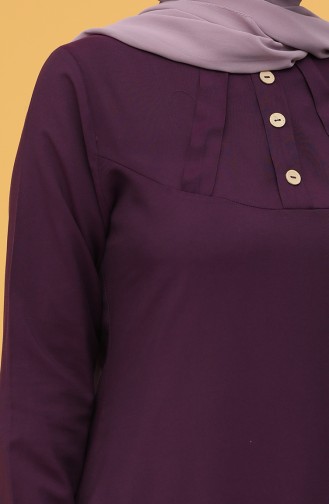 Button Detailed Long Tunic 12007-02 Purple 12007-02