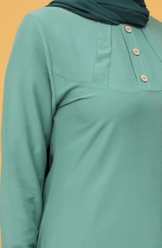 Button Detailed Long Tunic 12007-05 Sea Green 12007-05