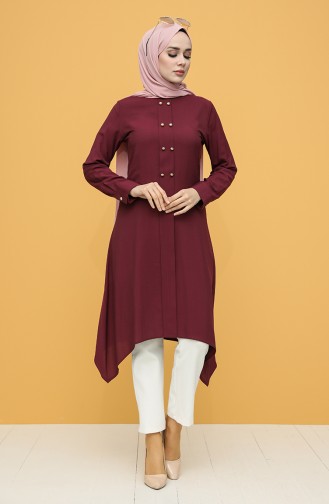 Düğmeli Tunik 12150-01 Vişne