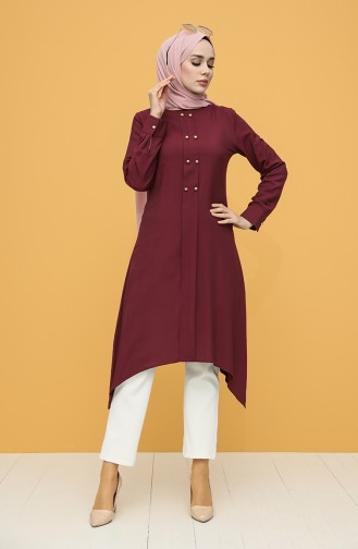 Düğmeli Tunik 12150-01 Vişne