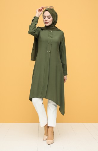 Düğmeli Tunik 12150-02 Yeşil