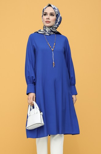 Long Tunic with Necklace 12005-04 Saxe Blue 12005-04