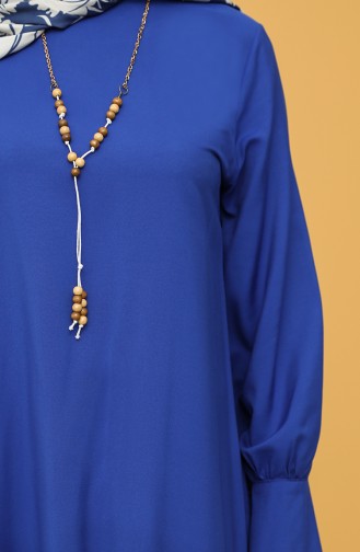 Long Tunic with Necklace 12005-04 Saxe Blue 12005-04