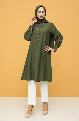 Long Tunic with Necklace 12005-05 Green 12005-05