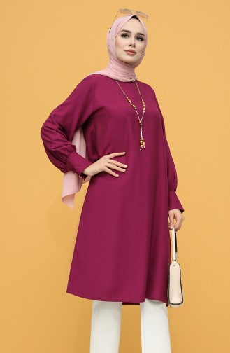 Long Tunic with Necklace 12005-06 Damson 12005-06