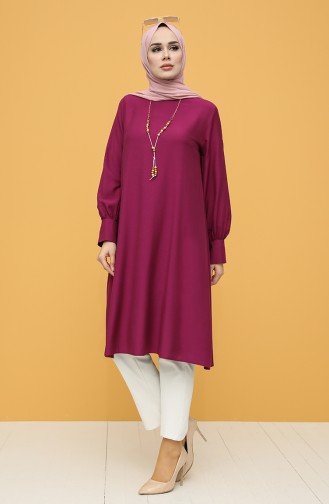 Long Tunic with Necklace 12005-06 Damson 12005-06
