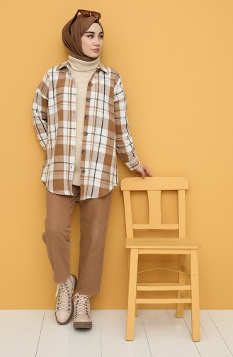 Beige Overhemdblouse 0125-03