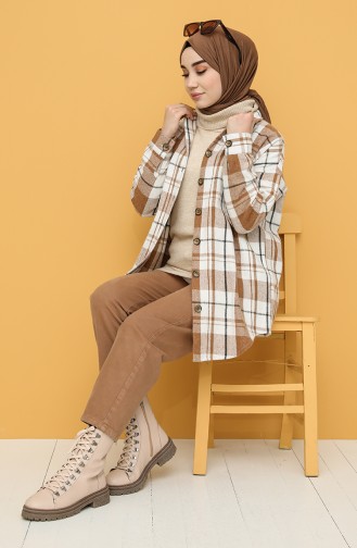 Beige Overhemdblouse 0125-03