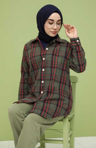 Khaki Overhemdblouse 0125-04