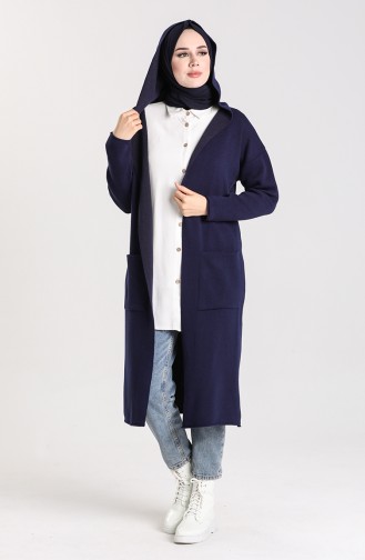 Knitwear Hooded Sweater 4241-05 Navy Blue 4241-05